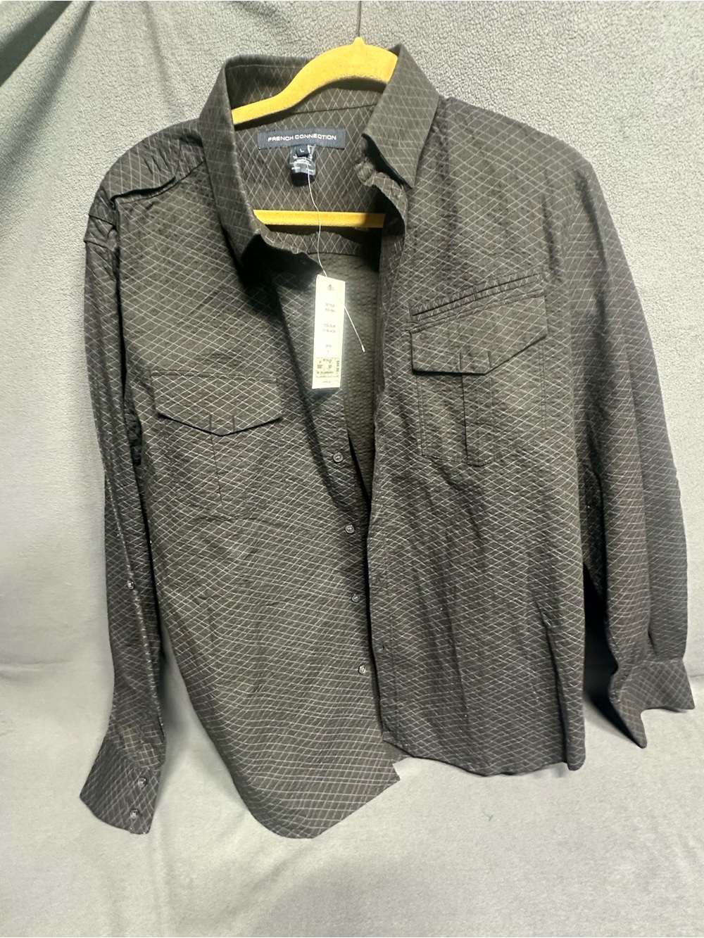French Connection Black Geometric Lightweight Shirt Jacket